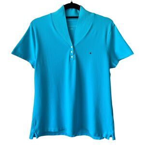 Tommy Hilfiger Stretch Mesh Polo Shirt Blue Lagoon